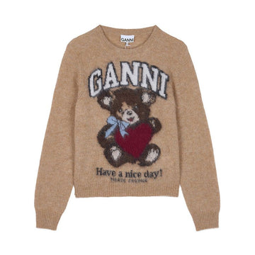 GANNI Bär Grafik Woll Strickpullover Damen 118 SS26 A1070091 150481762