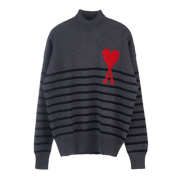 AMI Big Heart Logo Turtleneck Knit 150481880