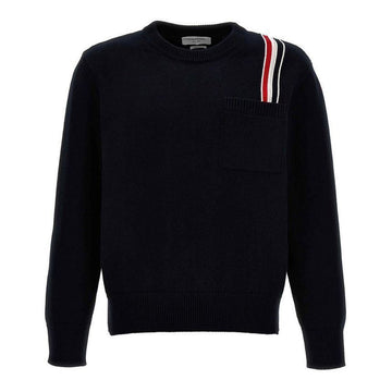 THOM BROWNE ストライプクルーネックニットネイビーMKA502A Y3017 415 92552471