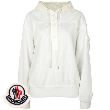 MONCLER ホワイト コーデュロイ フード ロングスリーブ Tシャツ 2F00008 5964B 032 150542038