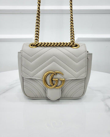 Gucci GG Marmont Mini Chain Shoulder Bag Gray 739682 150543345