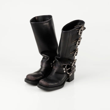 MIU MIU Buckle Biker Boots 5W792D 38 150277938