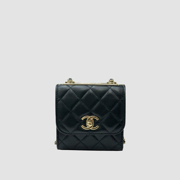 CHANEL トレンディ CC ミニ チェーンバッグ ラムスキン ブラック ゴールド A81633 150546338