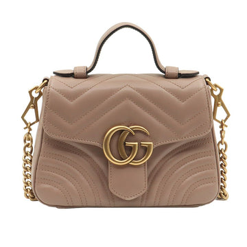 Gucci Indi Pink Matelassé Chevron Leather GG Marmont Mini Top Handle Gold Chain 2WAY / 547260 150576371