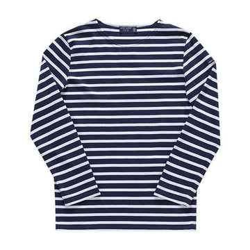 Saint James 2066 MARINE NEIGE Mingquier Modern Stripe Long Sleeve T-Shirt (Adult Fit Available) 146709015 [P]