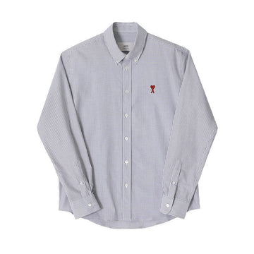 AMI Kleine Herzlogo Streifen Oxford Hemd 144591964