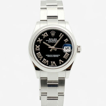 ROLEX デイトジャスト 31 ミディアム 新型 278240 ブラック ローマン レディース スチール 時計 2022年 保証書 150634825