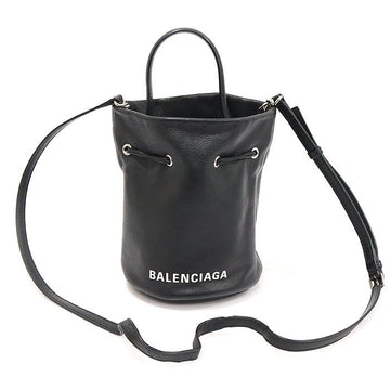 BALENCIAGA ブラックスムースレザーエブリデイXSドローストリングバケット2WAY 638342 150636992