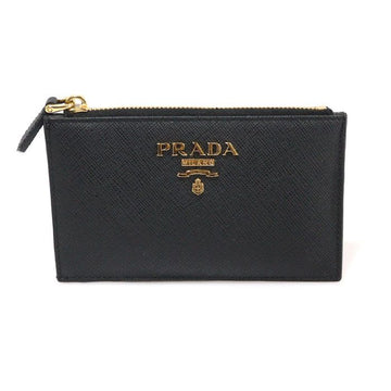 Prada 1MC086 Black Saffiano Multi-Color Gold Lettering Zipper Card Holder 150637595