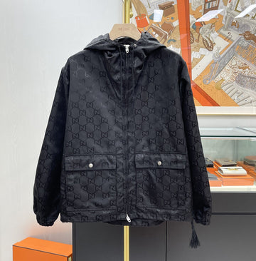Gucci GG Supreme Nylon Hooded Zip-Up Jacket 42 150638936