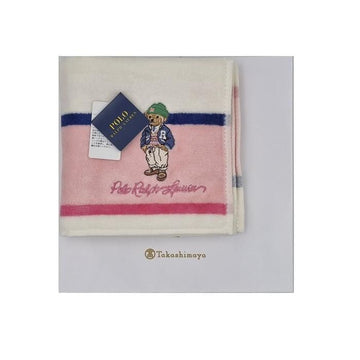 POLO RALPH LAUREN ラルフ・ローレン ベア刺繍 ピンク/ホワイト タオルハンカチ bear-10 150639757