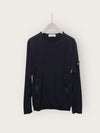 STONE ISLAND ブラックジップポケットワッペンラウンドトレーナー 150639876 [P]