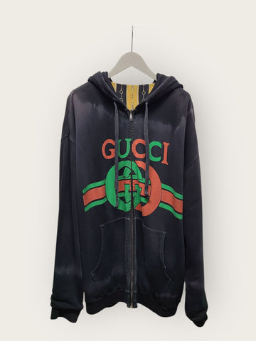 GUCCI Schwarzer Interlocking-Horseshoe Reversible Hoodie 12345 150641237
