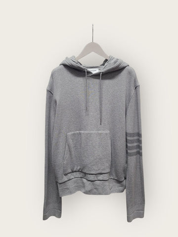 Thom Browne Light Gray Stripe Knit Hoodie 150641343