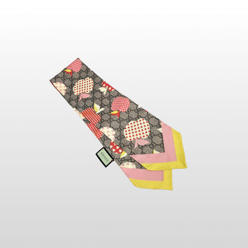 Gucci Pink 662791 GG Les Pommes Apple Silk Neck Bow Scarf 150641570