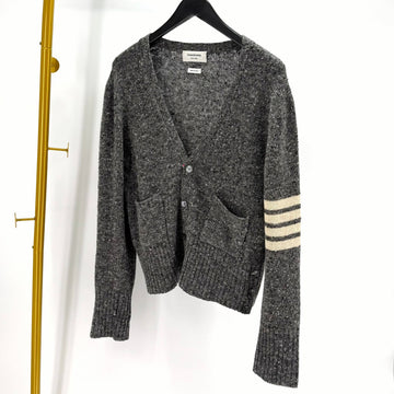 Thom Browne Diagonal Armband Mohair Tweed Cardigan Grey 084A 150644003