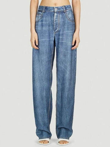 BOTTEGA VENETA Denim-Druck Seidenhose 133027607