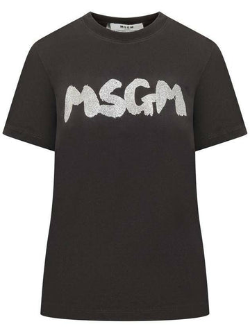 MSGM グリッタークラウドロゴ半袖Tシャツ 3641MDM138 247002 99 133040120