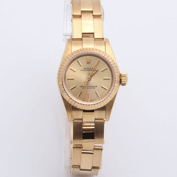 Rolex Ladies Gold Watch Oyster Perpetual 26 67198 Vintage Gold Dial 1996 150661476
