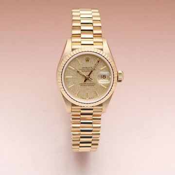 ROLEX ヴィンテージ デイトジャスト 26 女性用 ゴールド ウォッチ 69178 ボカシ ゴールド ダイヤル 1984年生まれ 150661495