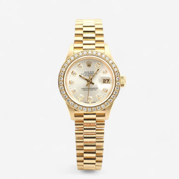 ROLEX デイトジャスト 26 ゴールド 69178 レディース ゴールドウォッチ シルバー文字盤 アフタセッティングダイヤベゼル 1994年生まれ 150661531
