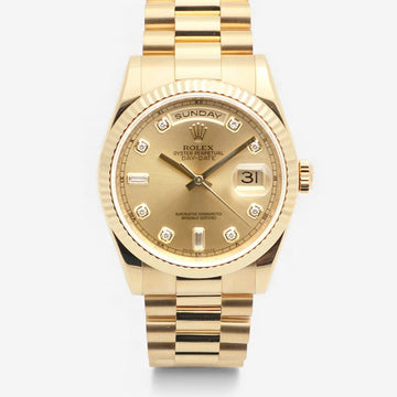 Rolex Day-Date 36 Men's Gold Watch New Buckle Champagne Gold Original Diamond 2007 150662441