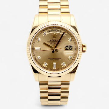Rolex Day-Date 36 Men's Gold Watch New Buckle Champagne Gold Original Diamond 2009 150662444