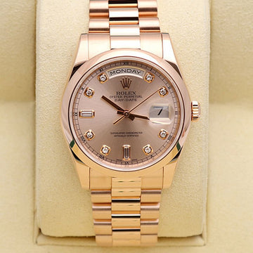 ROLEX デイデイト36 メンズ ゴールドウォッチ 118205 テンポイントダイヤ ローズゴールド 2006年保証書 150662448