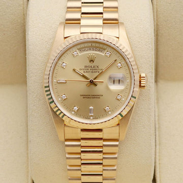 ROLEX Day-Date 36 18238 Herren Gold Uhr Original Ten-Point Diamant 18K Gelbgold Gold Zifferblatt 1991 150662462