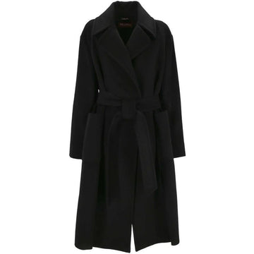MAXMARA ベルナール ベルト付きウールコート ブラック 2360161439 013 60378878