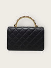 CHANEL Black Top Handle Lambskin Mini Chain Crossbody Bag 150702447 [P]