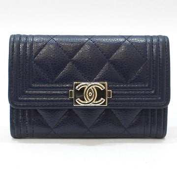 CHANEL A80603 Navy Caviar Boy Klappkartenhalter 150737636