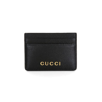 GUCCI 25FW 773428 0OP0N 1000 ゴールドメタルスクリプトレザーカード財布 150740307