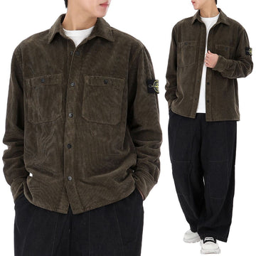 Stone Island Corduroy Button Shirt with Patch 150746193