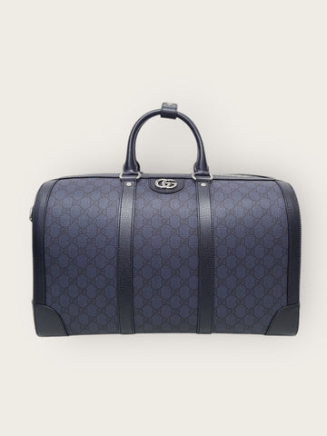 GUCCI GGスプリーム ブラック ブルー ミディアム ダッフルバッグ 150747180