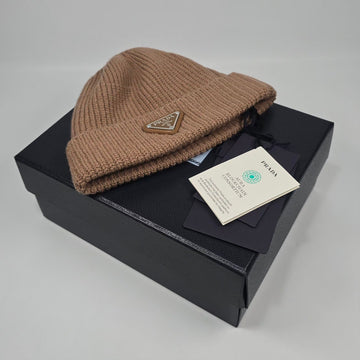 Prada Triangle Logo Wool Cashmere Beanie (M) 150747318