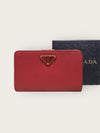 PRADA レッド サフィアーノ トライアングル ロゴ レディース ミニ財布 150747366 [P]