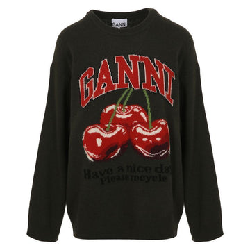 GANNI 26SS A1070112 861 Oversized Kalamatasweater mit Kirschgrafik 150783702