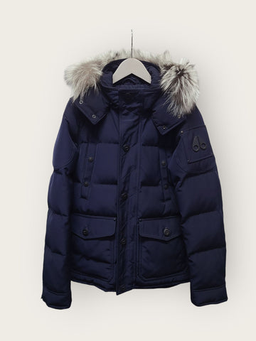 MOOSE KNUCKLES ネイビー シルバーファー アルゴンクイーン パディングジャケット 150789900