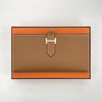Hermes Bearn Long Wallet Gold H039785 stamp 150790217