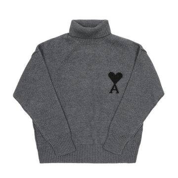 AMI Big Heart Logo Intarsia Turtleneck Knit 148808739