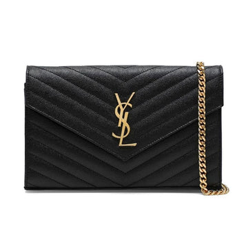 SAINT LAURENT Matelassé Kettentasche in Schwarz 377828 BOW01 1000 46529636