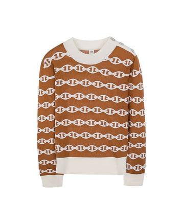 HERMES Longsleeve Pullover 42 Maron Calf 5HA0433 133629400