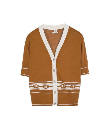 HERMES Chandail Kurzarm Cardigan 42 Marron Alzé 133255298