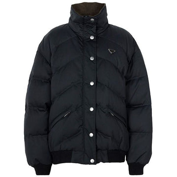 PRADA 25FW ブラック トライアングルロゴ リナイロン グース ダウン ジャケット 292295 17IB F0002 150912428