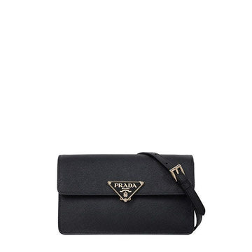 PRADA 25FW ブラック トライアングルロゴ サフィアーノ ミニショルダーバッグ 1BD386 NZV F0002 150912490
