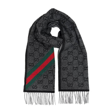GUCCI ウールマフラー 570603 3G200 1466 GG ウェブログブラック 148551767