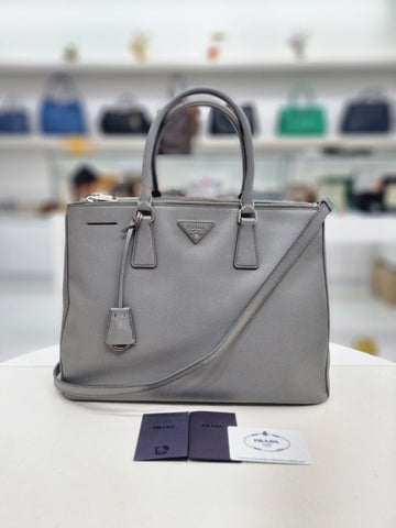 PRADA Saffiano Lux Tote und Schultertasche Grau B1786T 150948193
