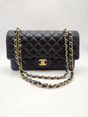 CHANEL クラシック ミディアム ラムスキン ブラック 22年 状態S 150951426 [P]