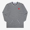 Comme Des Garcons PLAY Red Heart Patch Stripe Unisex Long Sleeve Tee 149520702 [P]